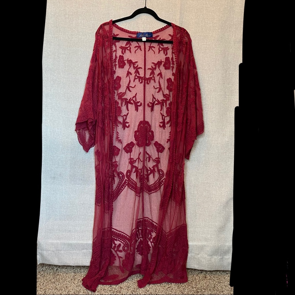 💗3 for $30💗 Burgundy Lace Kimono
